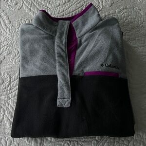 Columbia Two Toned Gray Fleece with Purple Trim